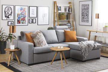 Crazy 3-seters Vendbar L-formet Sjeselongsofa i Stoff - Grå - Møbler - Sofaer - Sofa med sjeselong
