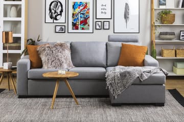 Crazy 3-seters Vendbar L-formet Sjeselongsofa i Stoff - Grå - Møbler - Sofaer - Sofa med sjeselong