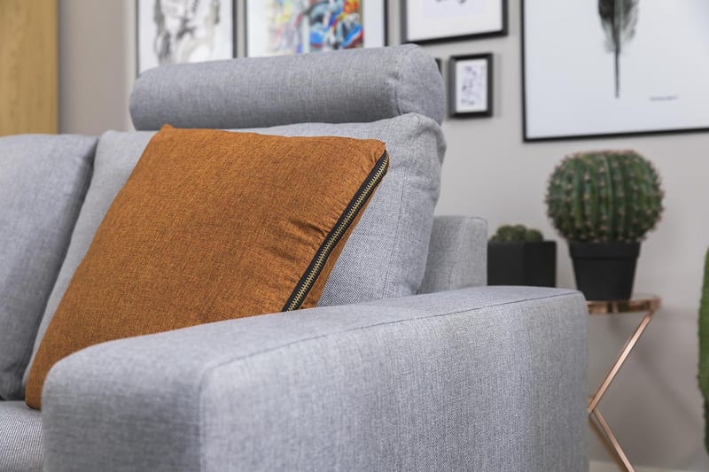 Crazy 3-seters Vendbar L-formet Sjeselongsofa i Stoff - Grå - Møbler - Sofaer - Sofa med sjeselong - 3 seters sofa med divan