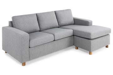 Crazy 3-seters Vendbar L-formet Sjeselongsofa i Stoff - Grå - Møbler - Sofaer - Sofa med sjeselong