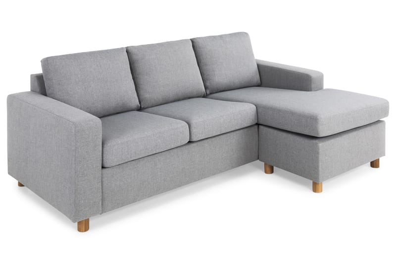Crazy 3-seters Vendbar L-formet Sjeselongsofa i Stoff - Grå - Møbler - Sofaer - Sofa med sjeselong