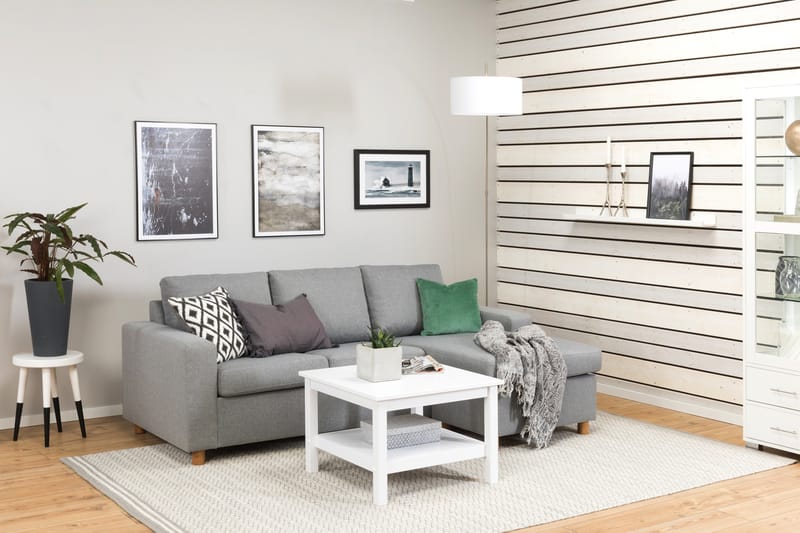 Crazy 3-seters Vendbar L-formet Sjeselongsofa i Stoff - Grå - Møbler - Sofaer - Sofa med sjeselong