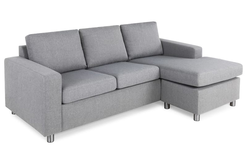 Crazy 3-seters Vendbar L-formet Sjeselongsofa i Stoff - Grå - Møbler - Sofaer - Sofa med sjeselong