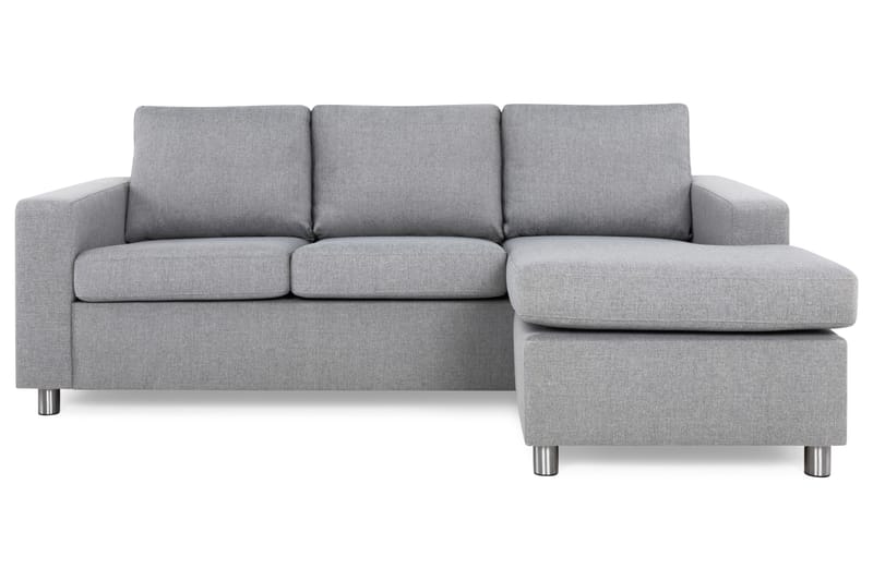 Crazy 3-seters Vendbar L-formet Sjeselongsofa i Stoff - Grå - Møbler - Sofaer - Sofa med sjeselong