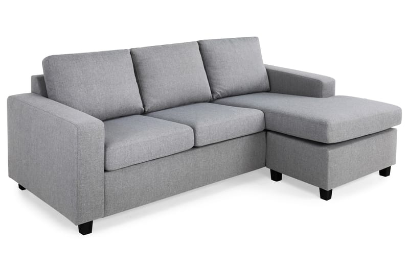 Crazy 3-seters Vendbar L-formet Sjeselongsofa i Stoff - Grå - Møbler - Sofaer - Sofa med sjeselong
