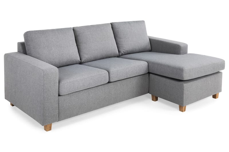 Crazy 3-seters Vendbar L-formet Sjeselongsofa i Stoff - Grå - Møbler - Sofaer - Sofa med sjeselong