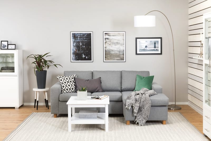 Crazy 3-seters Vendbar L-formet Sjeselongsofa i Stoff - Grå - Møbler - Sofaer - Sofa med sjeselong - 3 seters sofa med divan