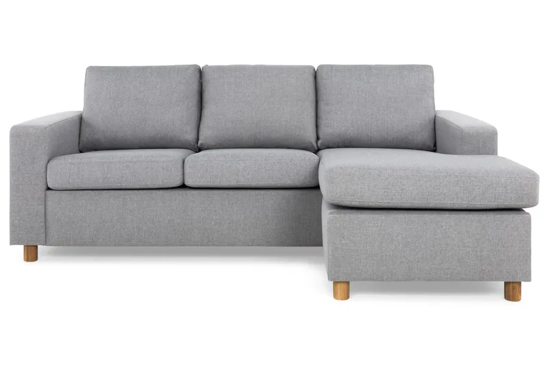 Crazy 3-seters Vendbar L-formet Sjeselongsofa i Stoff - Grå - Møbler - Sofaer - Sofa med sjeselong - 3 seters sofa med divan