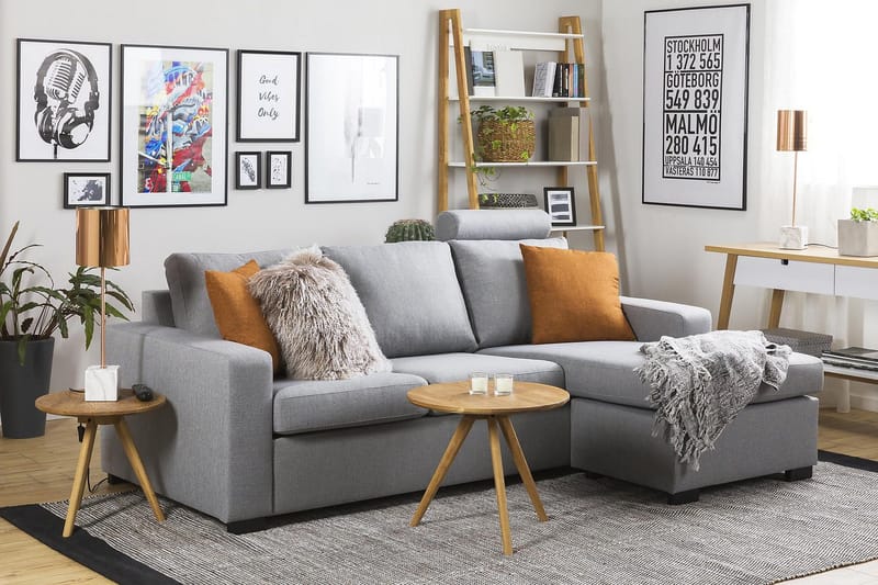 Crazy 3-seters Vendbar L-formet Sjeselongsofa i Stoff - Grå - Møbler - Sofaer - Sofa med sjeselong - 3 seters sofa med divan