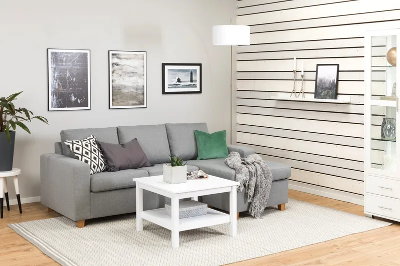 Crazy 3-seters Vendbar L-formet Sjeselongsofa i Stoff - Grå - Møbler - Sofaer - Sofa med sjeselong - 3 seters sofa med divan