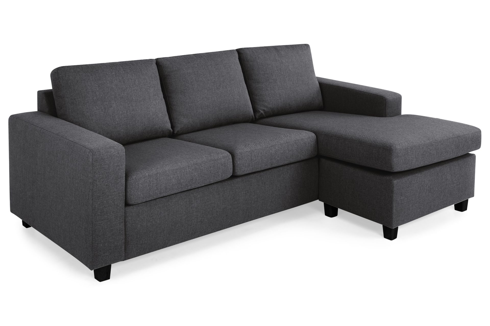 Crazy 3-seters Vendbar L-formet Sjeselongsofa i Stoff - Mørk grå - Møbler - Sofaer - Sofa med sjeselong