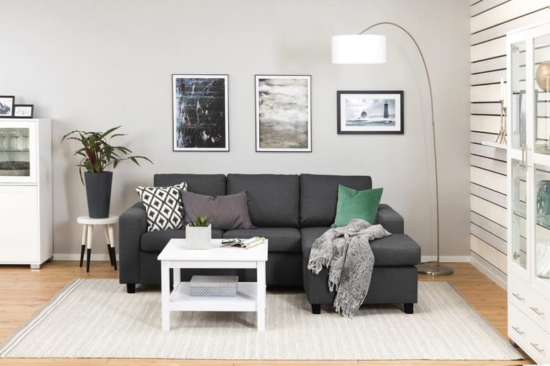 Crazy 3-seters Vendbar L-formet Sjeselongsofa i Stoff - Mørk grå - Møbler - Sofaer - Sofa med sjeselong - 3 seters sofa med divan