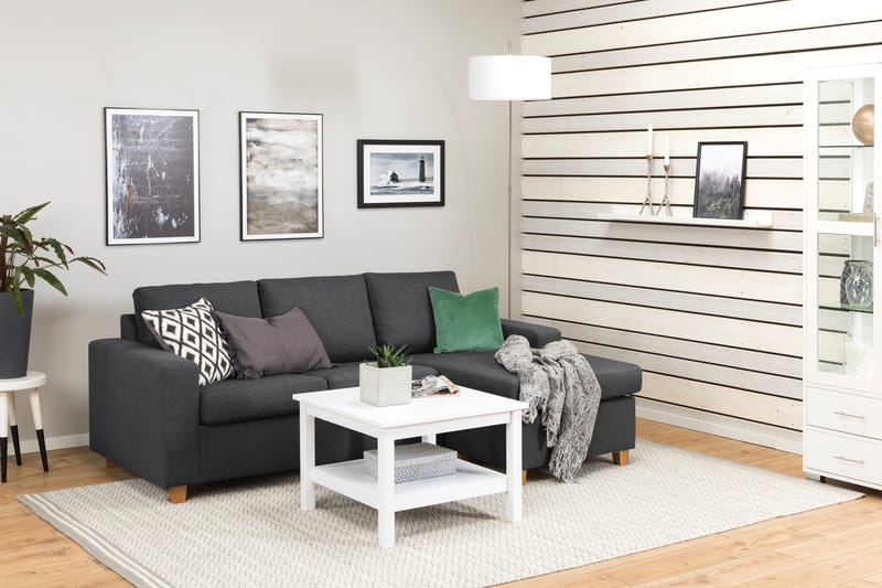Crazy 3-seters Vendbar L-formet Sjeselongsofa i Stoff - Mørk grå - Møbler - Sofaer - Sofa med sjeselong