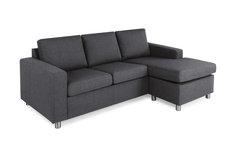 Crazy 3-seters Vendbar L-formet Sjeselongsofa i Stoff - Mørk grå - Møbler - Sofaer - Sofa med sjeselong
