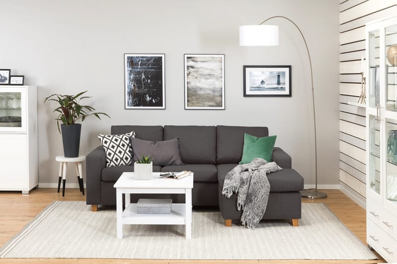 Crazy 3-seters Vendbar L-formet Sjeselongsofa i Stoff - Mørk grå - Møbler - Sofaer - Sofa med sjeselong