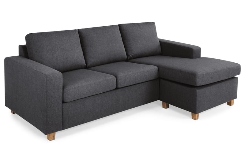 Crazy 3-seters Vendbar L-formet Sjeselongsofa i Stoff - Mørk grå - Møbler - Sofaer - Sofa med sjeselong - 3 seters sofa med divan