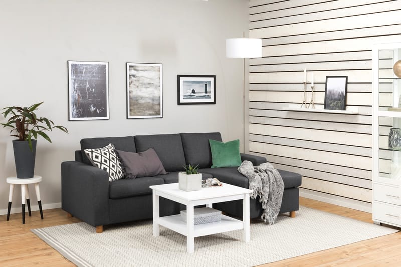 Crazy 3-seters Vendbar L-formet Sjeselongsofa i Stoff - Mørk grå - Møbler - Sofaer - Sofa med sjeselong