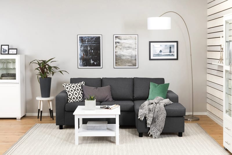 Crazy 3-seters Vendbar L-formet Sjeselongsofa i Stoff - Mørk grå - Møbler - Sofaer - Sofa med sjeselong - 3 seters sofa med divan