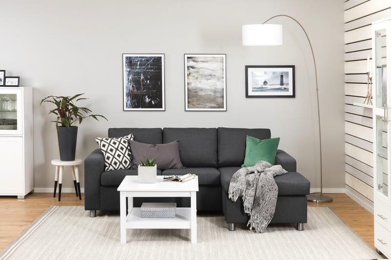 Crazy 3-seters Vendbar L-formet Sjeselongsofa i Stoff - Mørk grå - Møbler - Sofaer - Sofa med sjeselong
