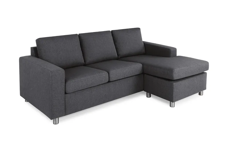 Crazy 3-seters Vendbar L-formet Sjeselongsofa i Stoff - Mørk grå - Møbler - Sofaer - Sofa med sjeselong - 3 seters sofa med divan