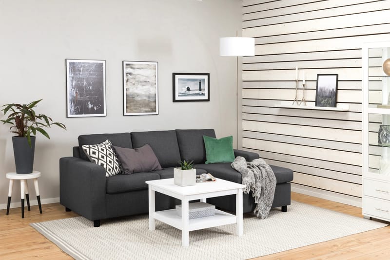 Crazy 3-seters Vendbar L-formet Sjeselongsofa i Stoff - Mørkegrå - Møbler - Sofaer - Sofa med sjeselong