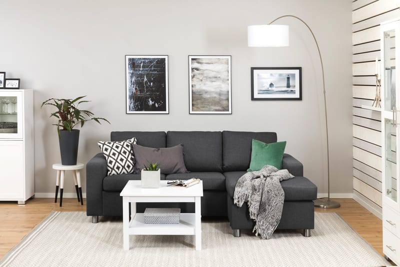 Crazy 3-seters Vendbar L-formet Sjeselongsofa i Stoff - Mørkegrå - Møbler - Sofaer - Sofa med sjeselong