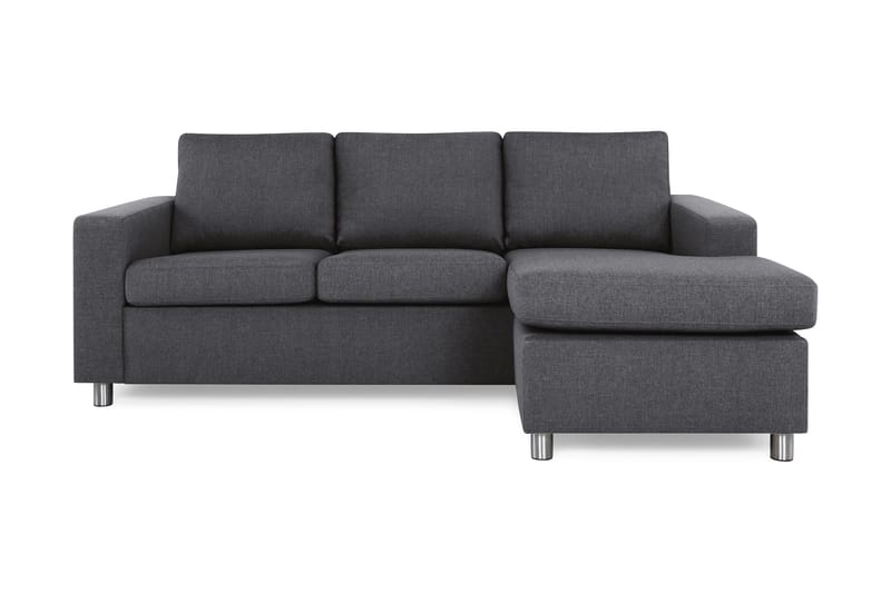 Crazy 3-seters Vendbar L-formet Sjeselongsofa i Stoff, Mørkegrå