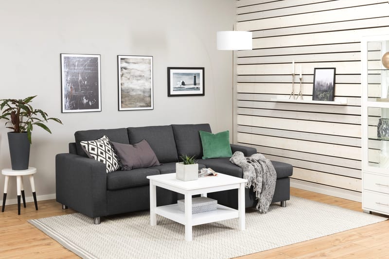 Crazy 3-seters Vendbar L-formet Sjeselongsofa i Stoff - Mørkegrå - Møbler - Sofaer - Sofa med sjeselong
