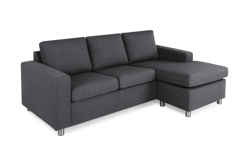 Crazy 3-seters Vendbar L-formet Sjeselongsofa i Stoff - Mørkegrå - Møbler - Sofaer - Sofa med sjeselong