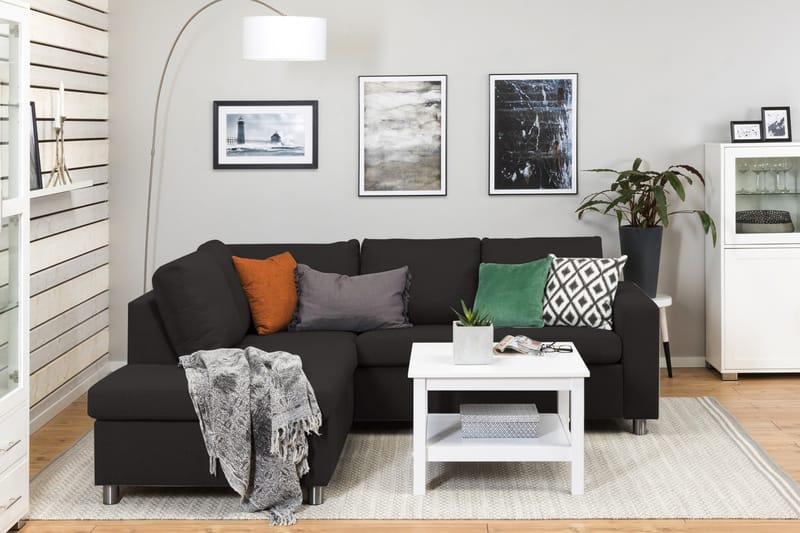Crazy 3-seters Venstrevendt L-formet Sjeselongsofa i Stoff - Antrasitt - Møbler - Sofaer - Sofa med sjeselong