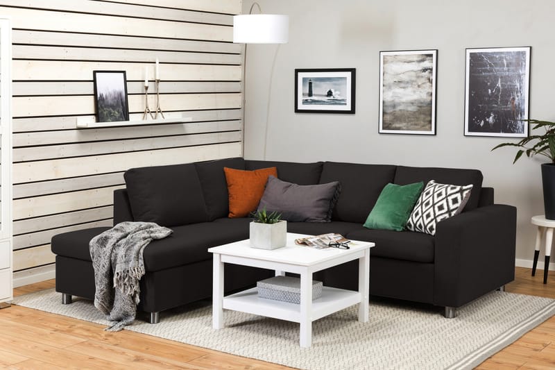 Crazy 3-seters Venstrevendt L-formet Sjeselongsofa i Stoff - Antrasitt - Møbler - Sofaer - Sofa med sjeselong