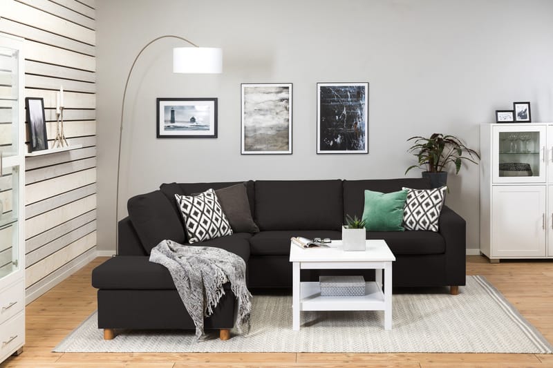 Crazy 3-seters Venstrevendt L-formet Sjeselongsofa i Stoff - Antrasitt - Møbler - Sofaer - Sofa med sjeselong