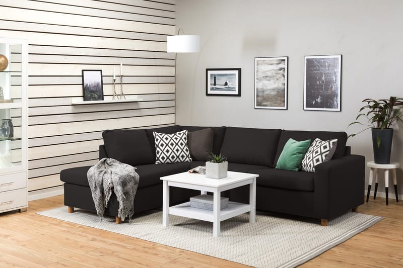 Crazy 3-seters Venstrevendt L-formet Sjeselongsofa i Stoff - Antrasitt - Møbler - Sofaer - Sofa med sjeselong - 3 seters sofa med divan