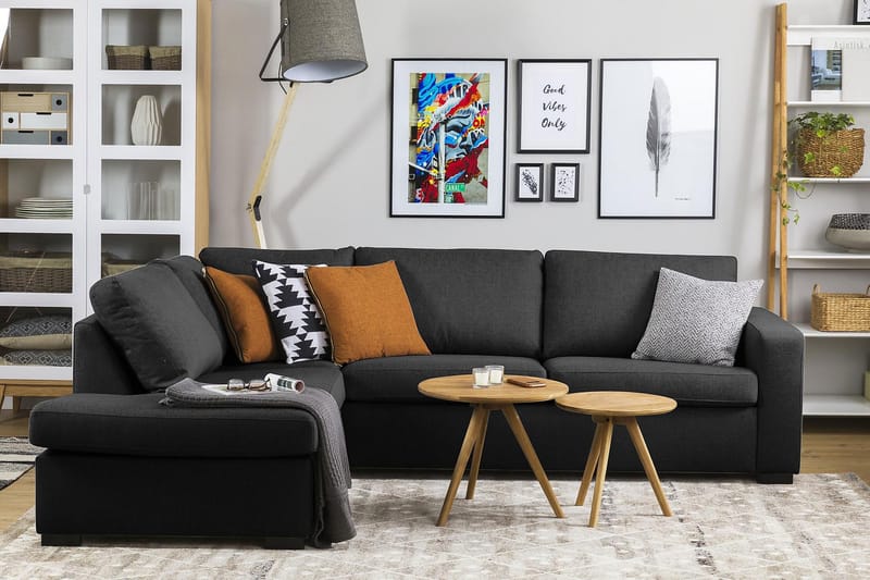 Crazy 3-seters Venstrevendt L-formet Sjeselongsofa i Stoff - Antrasitt - Møbler - Sofaer - Sofa med sjeselong - 3 seters sofa med divan