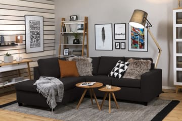Crazy 3-seters Venstrevendt L-formet Sjeselongsofa i Stoff - Antrasitt - Møbler - Sofaer - Sofa med sjeselong