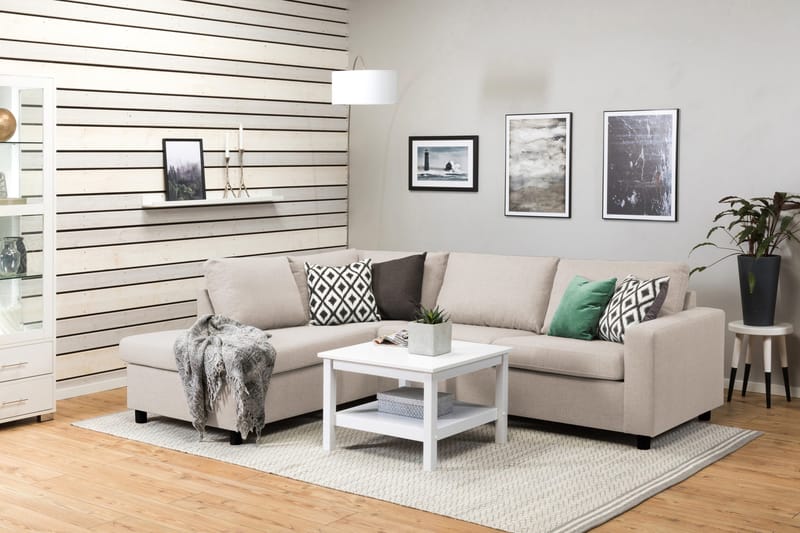 Crazy 3-seters Venstrevendt L-formet Sjeselongsofa i Stoff - Beige - Møbler - Sofaer - Sofa med sjeselong - 3 seters sofa med divan