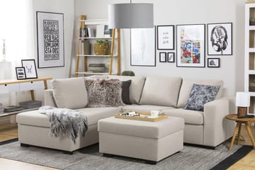 Crazy 3-seters Venstrevendt L-formet Sjeselongsofa i Stoff - Beige - Møbler - Sofaer - Sofa med sjeselong