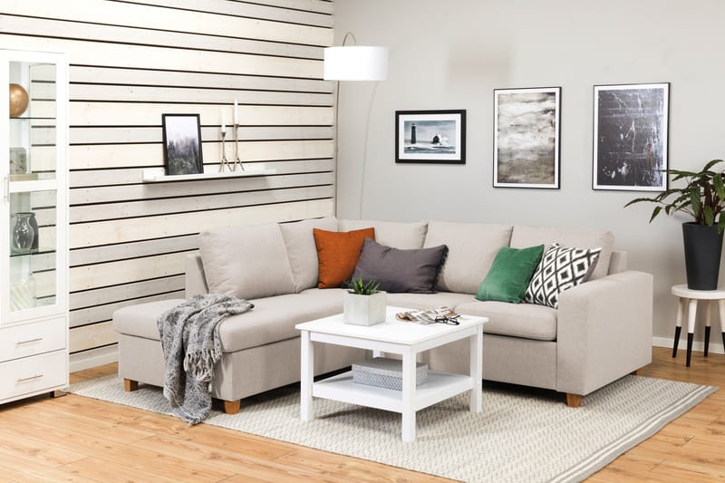 Crazy 3-seters Venstrevendt L-formet Sjeselongsofa i Stoff - Beige - Møbler - Sofaer - Sofa med sjeselong
