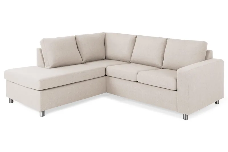 Crazy 3-seters Venstrevendt L-formet Sjeselongsofa i Stoff, Beige