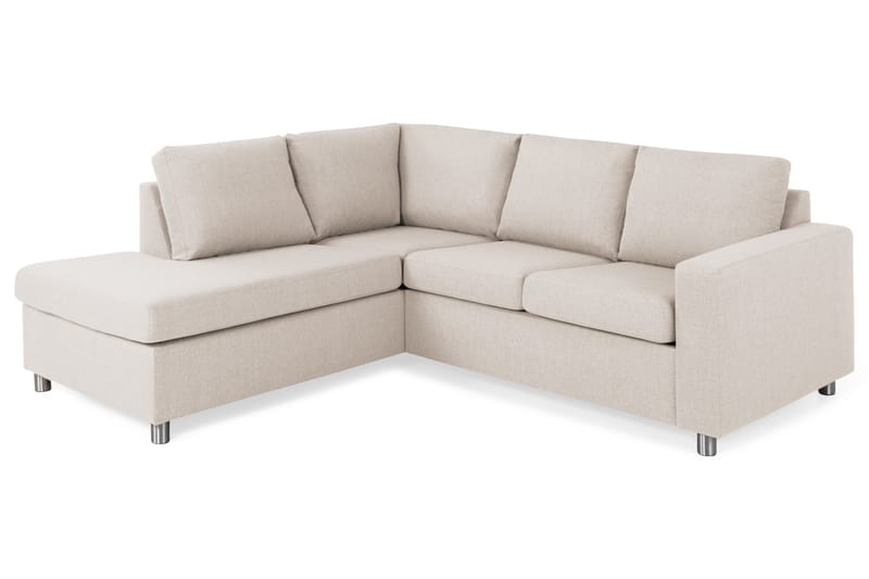 Crazy 3-seters Venstrevendt L-formet Sjeselongsofa i Stoff - Beige - Møbler - Sofaer - Sofa med sjeselong