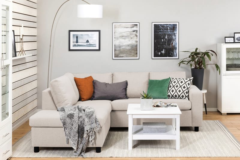 Crazy 3-seters Venstrevendt L-formet Sjeselongsofa i Stoff - Beige - Møbler - Sofaer - Sofa med sjeselong