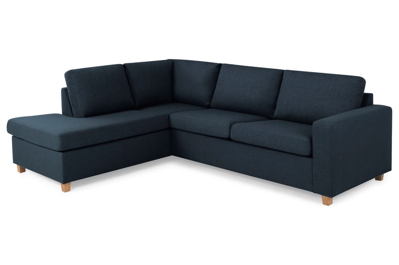 Crazy 3-seters Venstrevendt L-formet Sjeselongsofa i Stoff - Blå - Møbler - Sofaer - Sofa med sjeselong