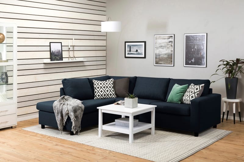 Crazy 3-seters Venstrevendt L-formet Sjeselongsofa i Stoff - Blå - Møbler - Sofaer - Sofa med sjeselong