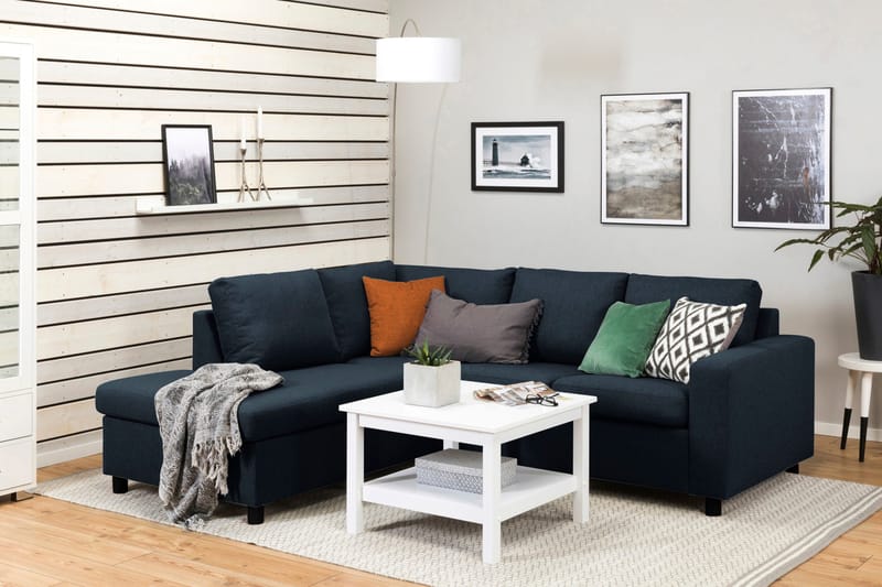 Crazy 3-seters Venstrevendt L-formet Sjeselongsofa i Stoff - Blå - Møbler - Sofaer - Sofa med sjeselong - 2 seters sofa med divan