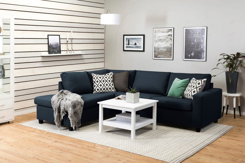 Crazy 3-seters Venstrevendt L-formet Sjeselongsofa i Stoff - Blå - Møbler - Sofaer - Sofa med sjeselong