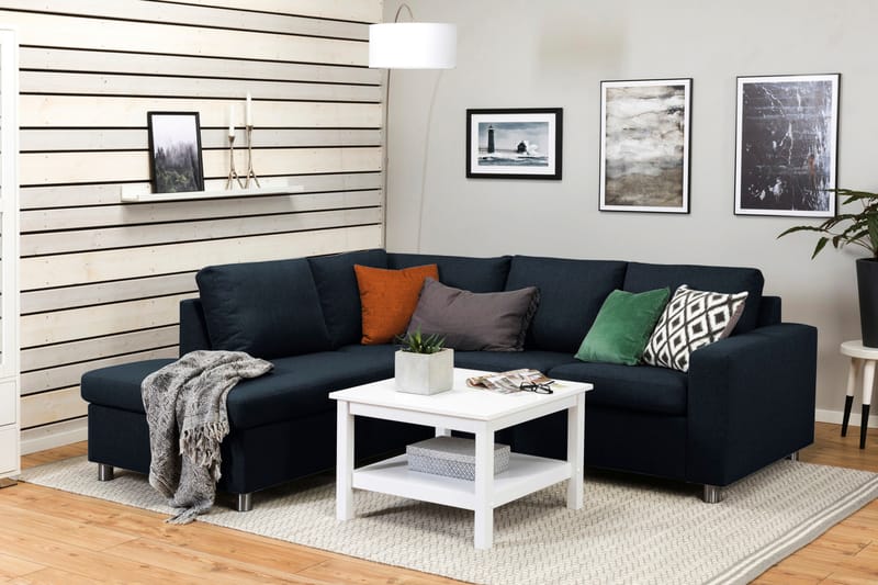 Crazy 3-seters Venstrevendt L-formet Sjeselongsofa i Stoff - Blå - Møbler - Sofaer - Sofa med sjeselong