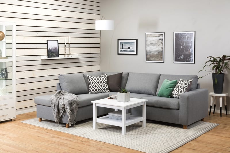 Crazy 3-seters Venstrevendt L-formet Sjeselongsofa i Stoff - Grå - Møbler - Sofaer - Sofa med sjeselong - 3 seters sofa med divan