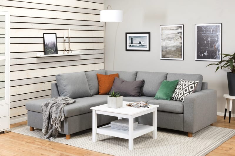 Crazy 3-seters Venstrevendt L-formet Sjeselongsofa i Stoff - Grå - Møbler - Sofaer - Sofa med sjeselong - 2 seters sofa med divan