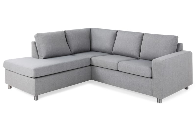 Crazy 3-seters Venstrevendt L-formet Sjeselongsofa i Stoff - Grå - Møbler - Sofaer - Sofa med sjeselong
