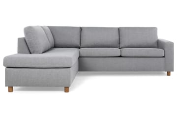 Crazy 3-seters Venstrevendt L-formet Sjeselongsofa i Stoff - Grå - Møbler - Sofaer - Sofa med sjeselong